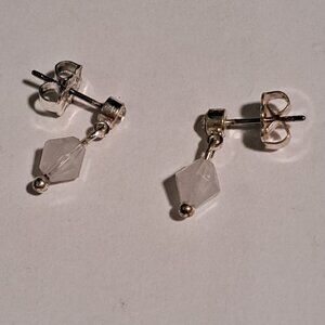 stud earrings with white beads and clear stones